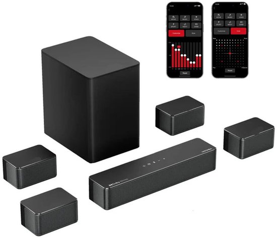 Soundbar - 7.1ch - Soundbar voor TV - Surround Sound-Systeem - met Subwoofer - Dolby Atmos - APP & Afstandsbediening - Bluetooth-luidspreker - AUX - Optical - HDMI - ARC - Zwart van Merkloos