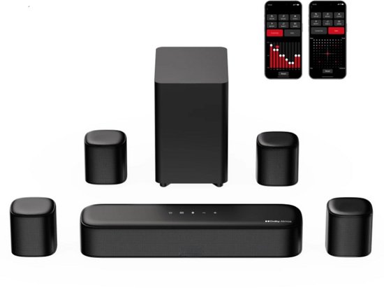 Soundbar - 7.1ch - Soundbar voor TV - Surround Sound-Systeem - met Subwoofer - Dolby Atmos - Smart App-bediening - Thuisbioscoopgeluidssysteem - Bluetooth-luidspreker - AUX - Optische Ingang - USB - Bluetooth - HDMI - 350W - Zwart van Merkloos