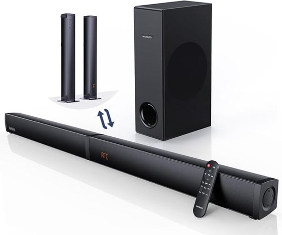 Soundbar - Afneembaar - Geschikt Voor TV - Met Subwoofer - 37 inch - 2.1 kanaal - 5 EQ Modi - 12L Diepe Bas Inclusief Afstandsbediening - Ondersteunt Coaxiaal, Optisch, AUX en USB van BluMill