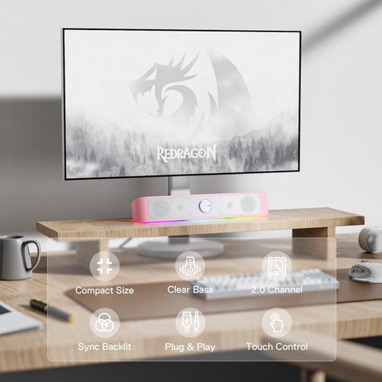 Soundbar Desktop - USB Voeding 4 Watt - 25,2 cm Breed - Kunststof - Voor Computer En TV