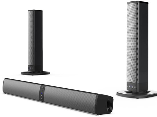 Soundbar Luidspreker - Home Audio - Thuisbioscoop Ervaring - 2-in-1 Afneembaar Design - 2.0 Kanaal - Zwart