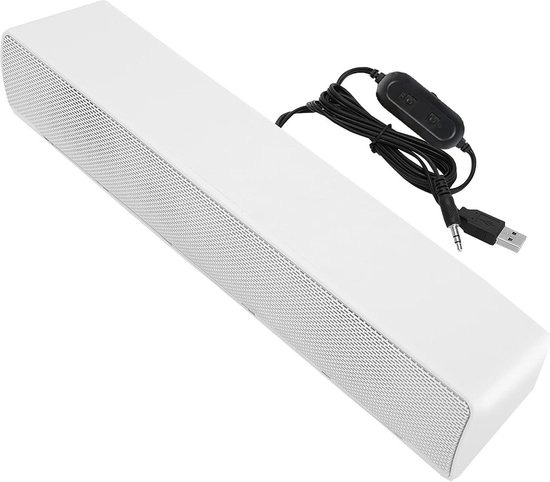 Soundbar-luidsprekers voor PC en gaming - Surround-stereo, bass, 35 mm-ingang (wit) . van Merkloos