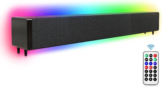 Soundbar met afstandsbediening - Kleine luidspreker - Muziek en film - Kleurveranderende lichten - 43.5 cm - Zwart