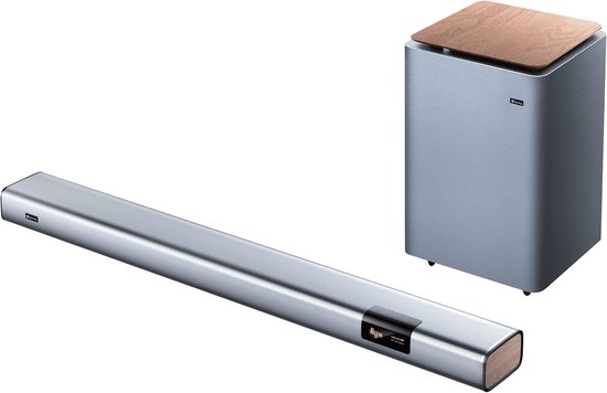 Soundbar met draadloze subwoofer - grijs - luxe design - Bluetooth 5.0 connectiviteit - ShopVlot