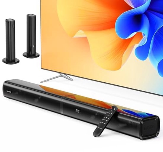 Soundbar met dubbele subwoofer, 2.2 kanaal en afneembaar ontwerp voor TV en gaming van LG