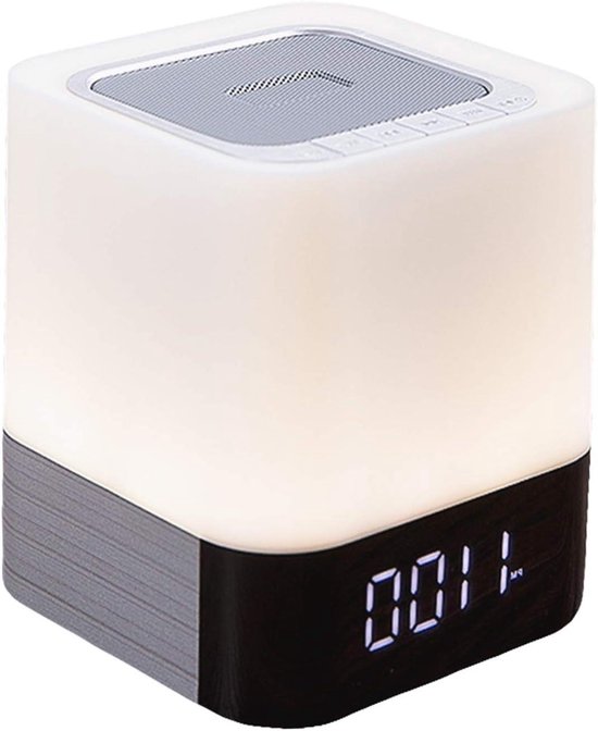Soundbar met lamp - Bluetooth speaker wekker - Muziek luisteren thuis - Multifunctioneel in één - 97x97x114mm - Zwart