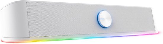Soundbar met RGB - PC Luidspreker - Muziek en Games - Ruimtebesparend Ontwerp - 12W Piekvermogen - Wit