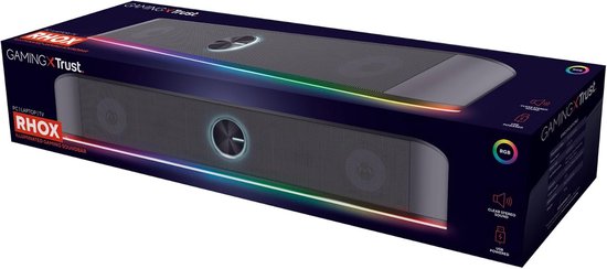 Soundbar met RGB Verlichting – 12W – 2.0 Stereo PC Speaker – USB Voeding – 3,5mm Jack – Grijs