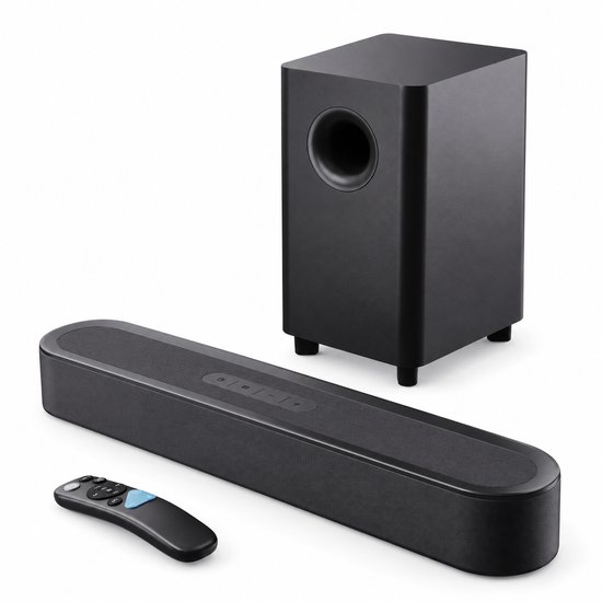 Soundbar met Subwoofer 140W - 2.1 Dolby Audio met Bluetooth 5.3, HDMI eARC en Optische Aansluiting