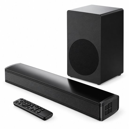 Soundbar met Subwoofer 90W - 2.1 Geluidssysteem met Bluetooth 5.4, HDMI ARC en Optische Aansluiting