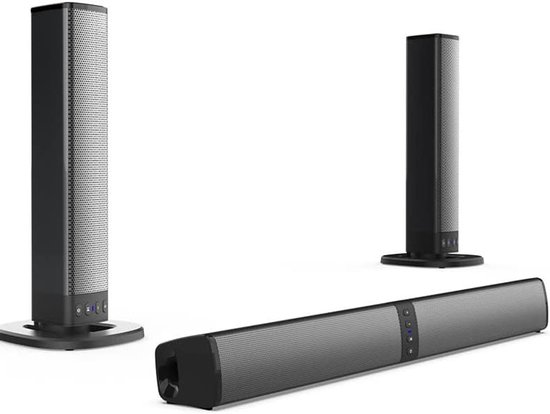 Soundbar met Subwoofer - Audio Systeem - Thuisbioscoop Ervaring - 2-in-1 Afneembaar Design - 2.0 Kanaal - Zwart