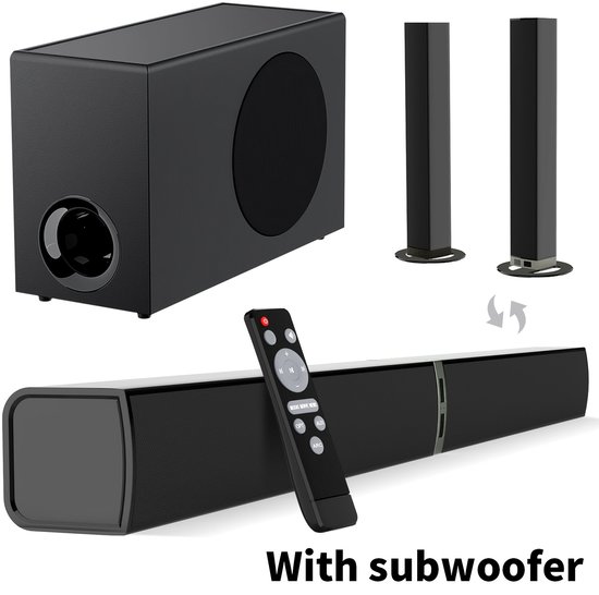 Soundbar met Subwoofer – Draadloze 5.0 TV Soundbar met Diepe Bas – ARC, Optisch en AUX – Afstandsbediening