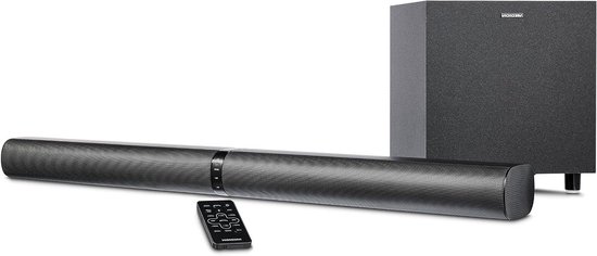 Soundbar met subwoofer - Home cinema - Film en muziek - Draadloze bas - 2.1 kanaals - Zwart