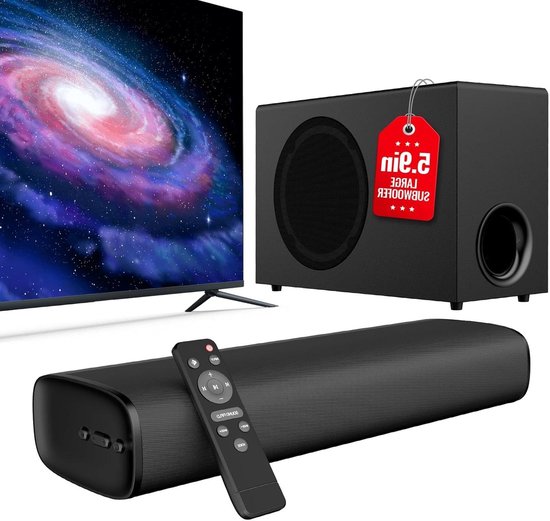 Soundbar met Subwoofer - Home Cinema - Films en Muziek - Diepe Bas - 446 cm - Zwart