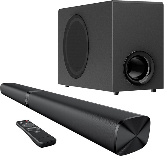 Soundbar met subwoofer - Home cinema geluid - Film en gaming - Instelbare diepe bas - 110 W - Zwart van Merkloos