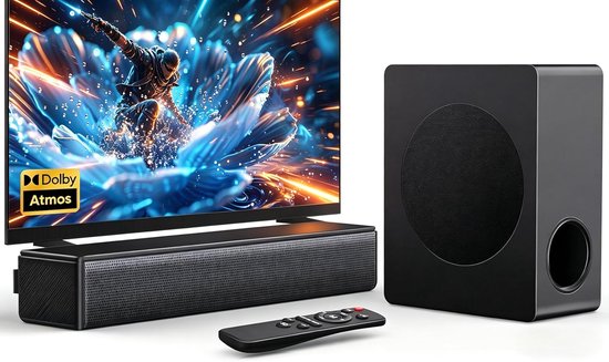 Soundbar met subwoofer - Home cinema luidspreker - Film kijken - Dolby Atmos surround - 100 W - Zwart