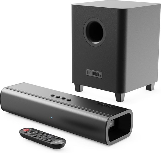 Soundbar met Subwoofer - Home Cinema Systeem - Thuisbioscoop Ervaring - 2.1 Geluidssysteem - 38.6 cm Breed - Zwart