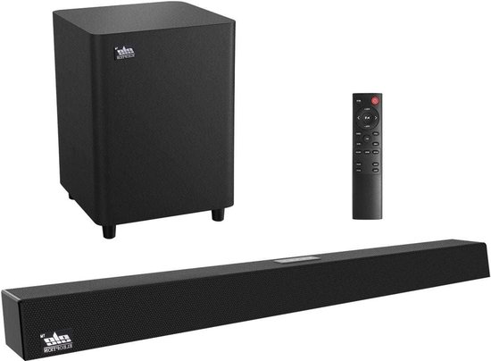 Soundbar met subwoofer - Ultradun geluidssysteem - Home cinema ervaring - Draadloze Bluetooth 5.0 - 28 inch - Zwart van Merkloos