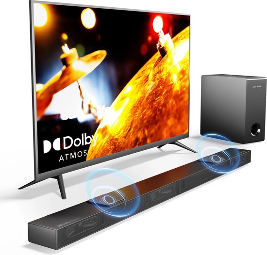 Soundbar - Soundbar voor TV - Luidsprekers - Luidsprekerkabels - Dolby AtmosSpeaker - 2 Omhoog Gerichte Drivers - - 50Hz-20KHz - 390W - Zwart van Merkloos