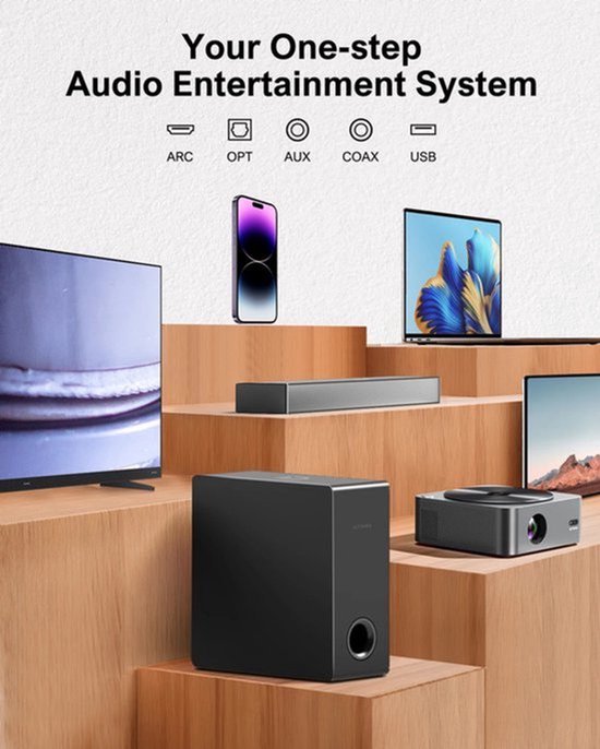 Soundbar - Soundbars - Soundbar met subwoofer - Soundbars voor TV - Deep Bass Soundbar voor PC Game - met HDMI ARC/Opt/AUX