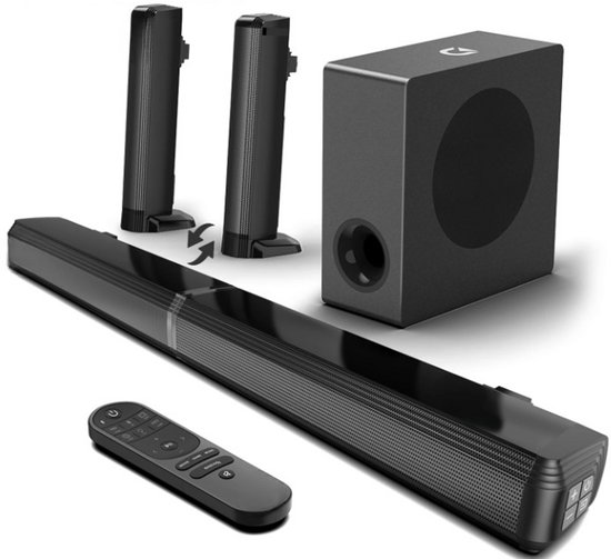 Soundbar - Soundbars voor TV en Theater - Soundbar met Subwoofer - 200W - 4.1CH - Heimkino Soundsystem - Bluetooth-Luidspreker Soundbar Subwoofer met optische - AUX - HDMI-ondersteuning -EU stekker - Zwart van Luibor