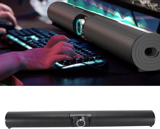 Soundbar Speaker - Stereo Geluid - Home Cinema - RGB Sfeerverlichting - 2.0 Kanaals - Zwart