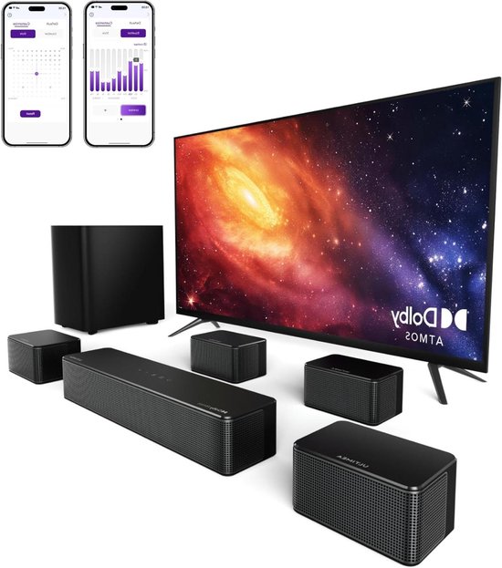 Soundbar - Surround Soundbar - Home Cinema - Dolby Atmos Decodering - 6.5 Inch - Zwart