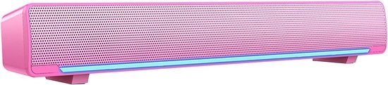 Soundbar voor PC - Mini luidspreker - Films en Muziek - 3D Stereo Geluid - 32 cm - Roze