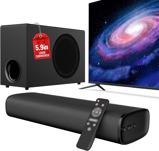 Soundbar voor tv 56W - Bluetooth 5.3 - ARC/Optisch/AUX-ingangen - verbeter je geluidservaring - ShopVlot
