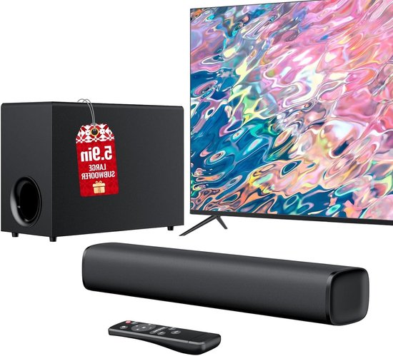 Soundbar voor TV - Home Cinema Systeem - Films en Muziek - 2.1 CH Surround Sound - 110 W - Zwart
