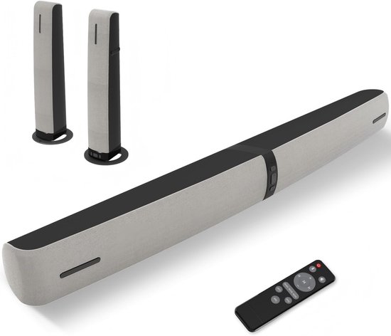 Soundbar voor TV - Luidsprekerbalk Home Audio - Films en Muziek - Afneembaar 2-in-1 Ontwerp - 90W - Zilver