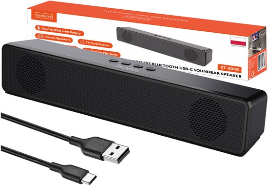 Soundbar - Zeniwre - BT-S058 - Soundbar voor TV met Dolby Atmos - Draadloze Bluetooth Speaker - AUX - USB 3.0/2.0 - Mini Jack 3,5 mm - Ingebouwde FM-radio - Ingebouwde ruisonderdrukking van Merkloos