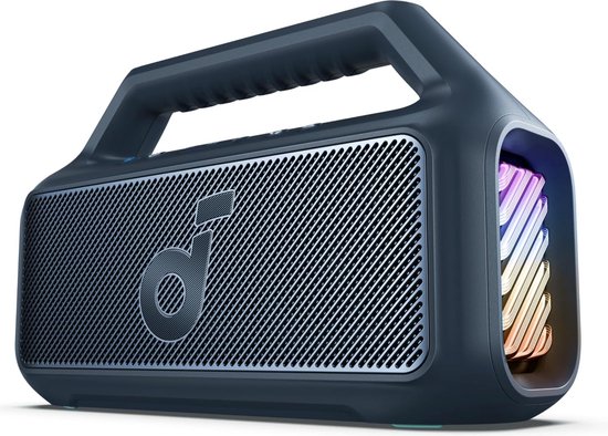 soundcore Boom 2 Outdoor Speaker, 80W, Subwoofer, BassUp 2.0, 24H Playtime, IPX7 Waterproof, Floatable, RGB Lights, USB-C, Custom EQ, Bluetooth 5.3, Portable For Outdoors, Camping, Beach, and Backyard-Blauw van Soundcore