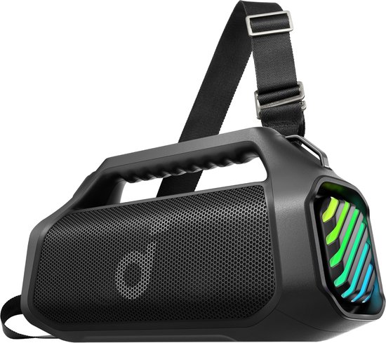 soundcore Boom 2 Pro by Anker, Outdoor Speaker, 140W, 2+2 kKanaal, BassUp 2.0, 20 uur speeltijd, snelladen, IP68-bescherming, RGB-verlichting, powerbank, Bluetooth 5.3, draagbaar voorbuiten, camping en strand. van Anker