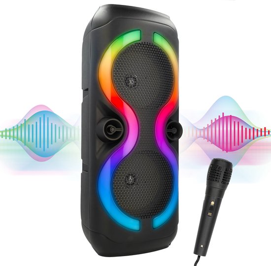 Soundlogic Bluetooth Speaker Draadloos XL - Partybox Met Microfoon - Party Speaker - USB-C - Zwart