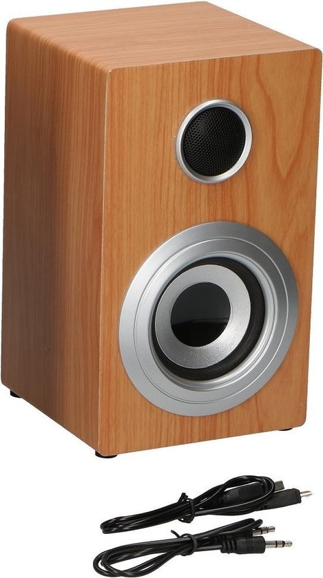 Soundlogic Retro Draadlloze Speaker - Oplaadbare Accu - Hout Design - Bluetooth / Aux (lichtbruin) van Soundlogic