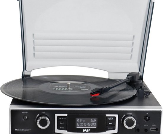 Soundmaster PL590SW - Retro platenspeler met DAB+ radio, USB encoding functie
