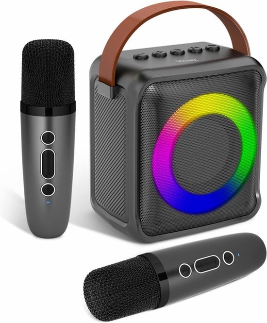 Sounix Draagbare Karaoke set - Incl. 2 draadloze microfoons - Bluetooth Speaker - Zwart