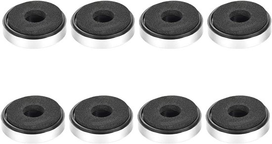 sourcing map 8pcs D30xH8mm Plastic Feet Anti-Vibration Pedestal Pad Speaker Stand Guitar Amplifier Hifi Silver Tone - ShopVlot