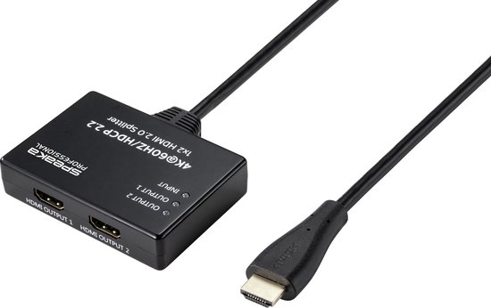 SpeaKa Professional SP-9443508 1 + 2 poorten HDMI-splitter Zwart van SpeaKa Professional