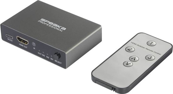 SpeaKa Professional SP-HDS-210 3 poorten HDMI-switch UHD 8K @ 60 Hz, UHD 4K @ 120 Hz van SpeaKa Professional