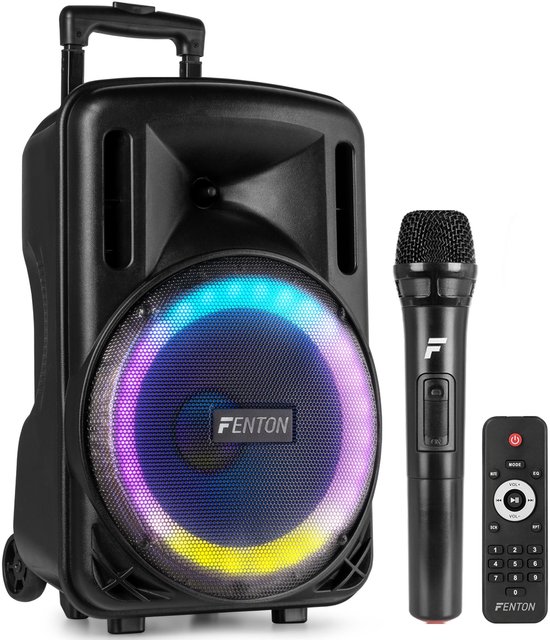 Speaker Bluetooth - Fenton FT10LED MK2 karaoke box met LED’s, accu en microfoon - Voor huisfeestjes van Fenton