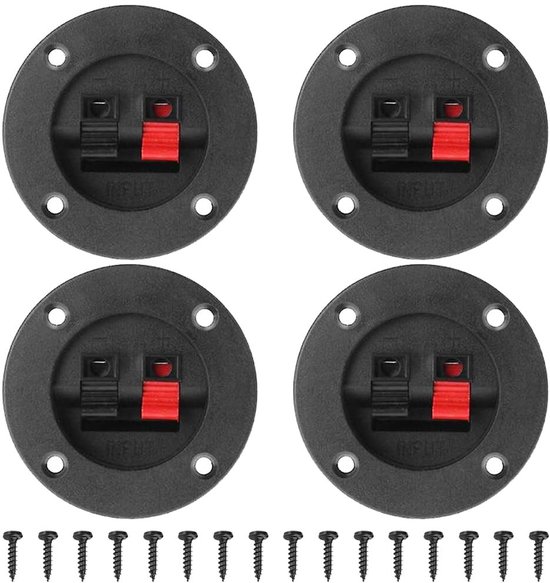 Speaker Box Terminal Cups - 4 Stuks, 2 Posities Ronde Stereo Aansluitingen voor Audio