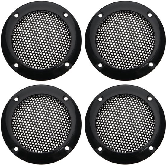 Speaker Cover - Vervanging - Auto - Beschermende Mesh - Koudgewalste Staal - Cap - Geschikt voor - Zwart 4Pcs Speaker Cover Vervanging Speaker Grill Cover Auto Speaker Beschermende Mesh Cover Koudgewalste Staal Speaker Grill Cap Zwart.