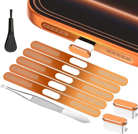 Speaker protector voor iPhone 17 Pro Max - USB C stofbescherming - metalen gaas - houdt luidsprekers schoon - ShopVlot