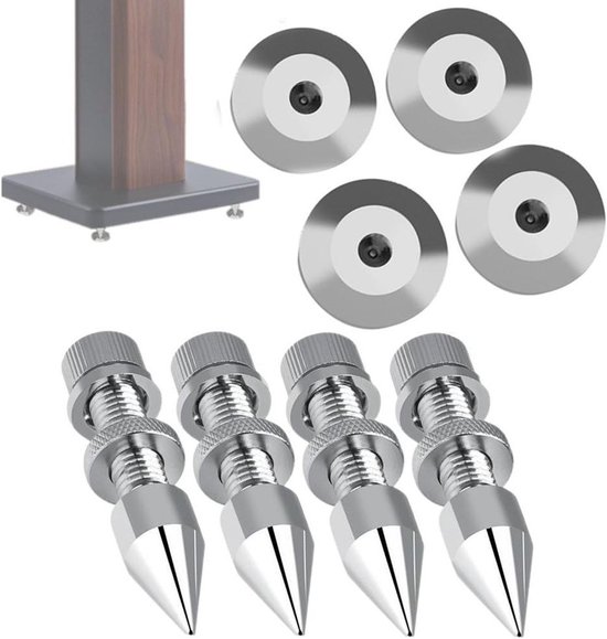 Speaker Spikes - Isolatie Punten - Geluid Verbeteren - Trillingen Verminderen - 11 x 60 mm - Zilver