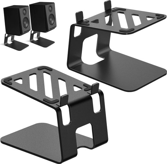 Speaker Stand Metal Desk 1 Pair Special Tilt Design for Computer Speaker - Black speaker stands for table monitor van Soundrise
