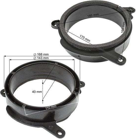 Speakeradapter 165mm - kunststof - nauwkeurige pasvorm - vervang originele speakers - ShopVlot
