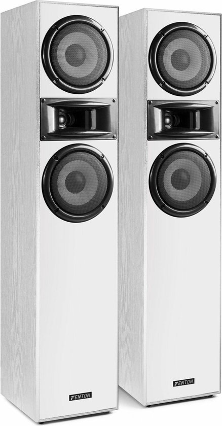 Speakerset - Fenton SHF700W hifi speakers 400W zuil luidsprekers met 2x 6,5 inch woofer - Wit van Fenton