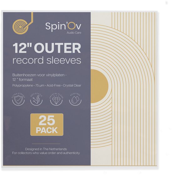 Spin'Ov LP Hoezen 25 Stuks - Transparante Buitenhoezen 75 Micron